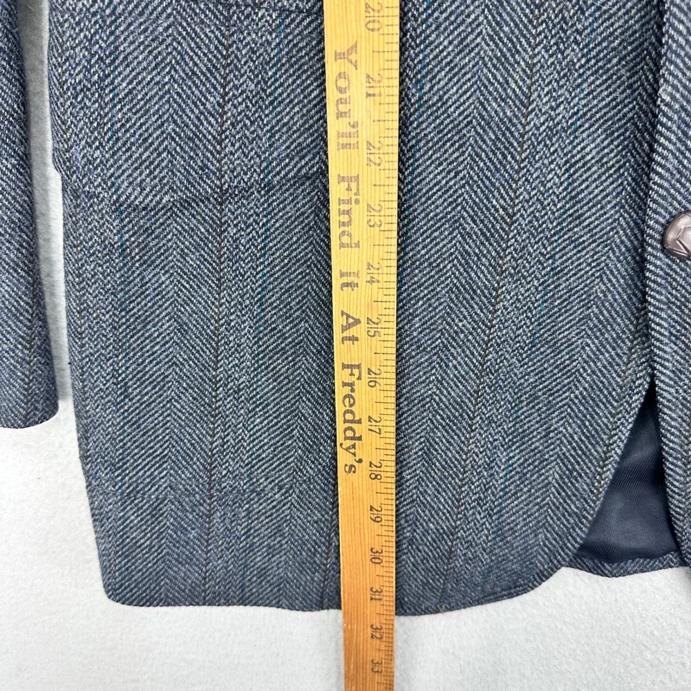 VTG Pendleton Blazer Jacket Mens‎ 44 Long Grey Herringbone Wool/Suede Western